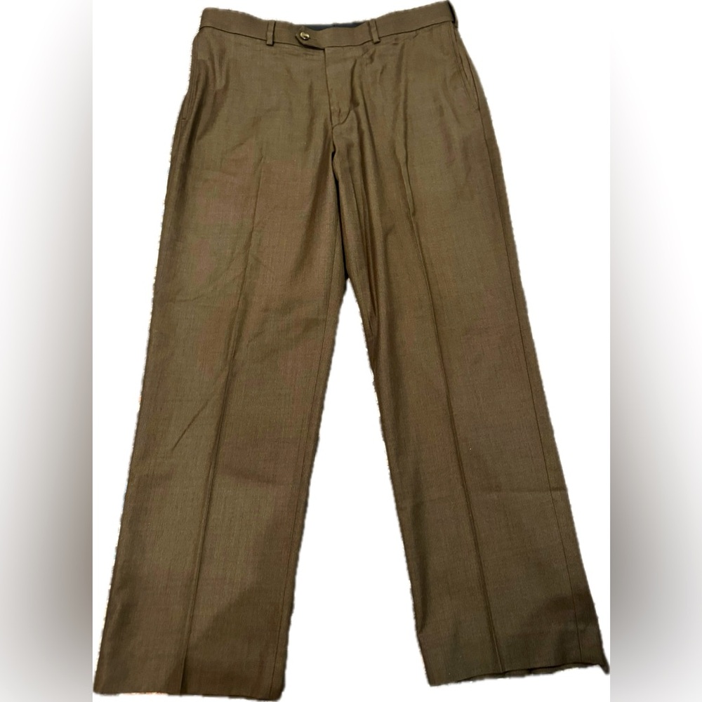Roundtree and York Easy Care Men’s Brown Flat Front Dress Pants Size 36x30